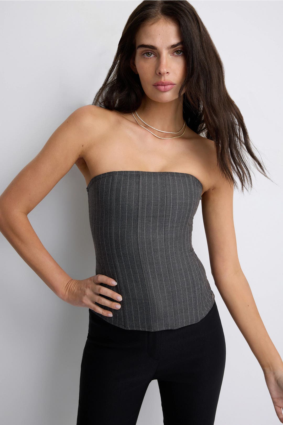 Libra Wool Pinstripe Corset by MIAOU | Rent the Runway