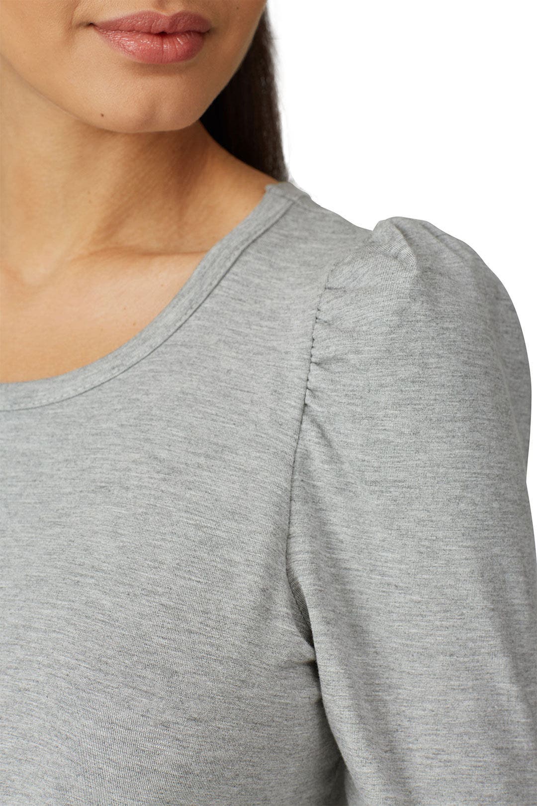 Grey Knit Puff Sleeve Top by Slate & Willow 3