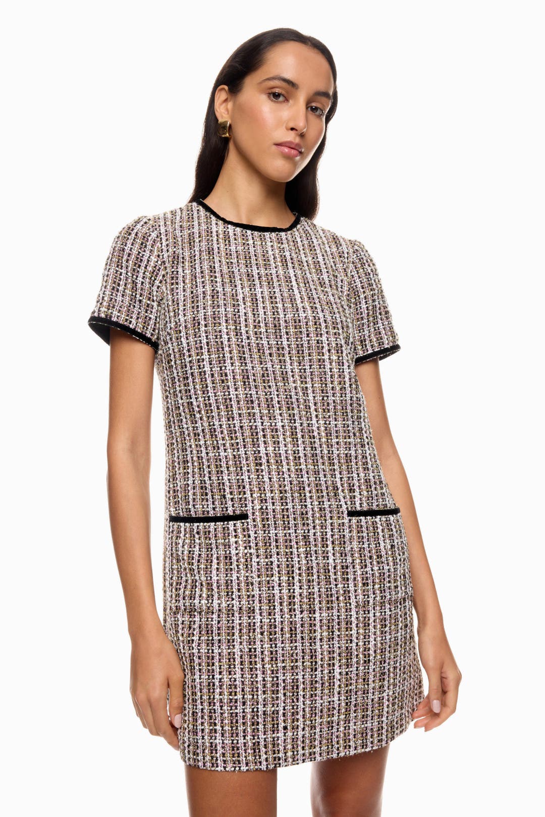 ワンピース Randy Asymmetry buckle tweed dress Asymmetry buckle tweed dress – Randy
