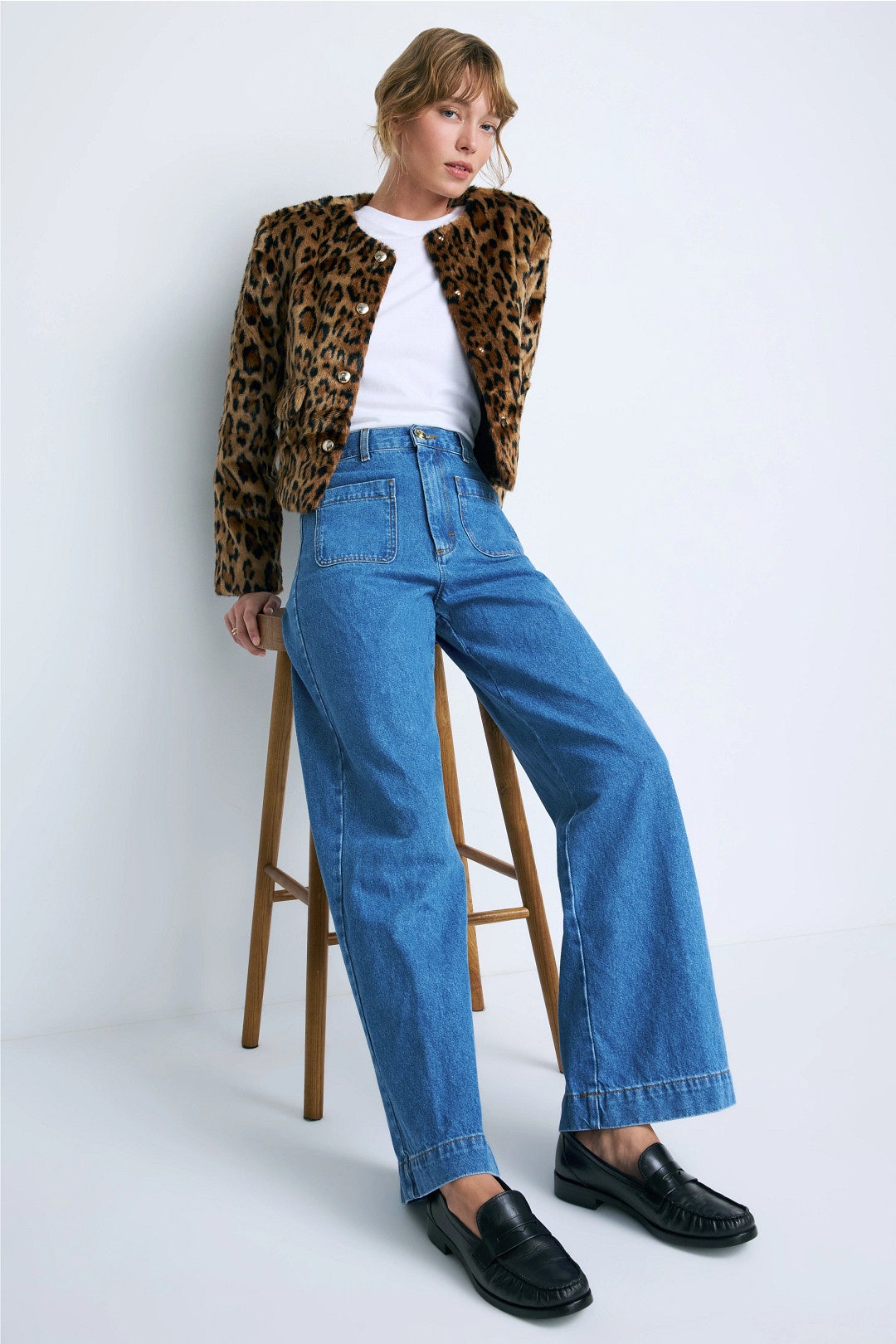 Logan Wide-Leg High-Rise Blue Jeans