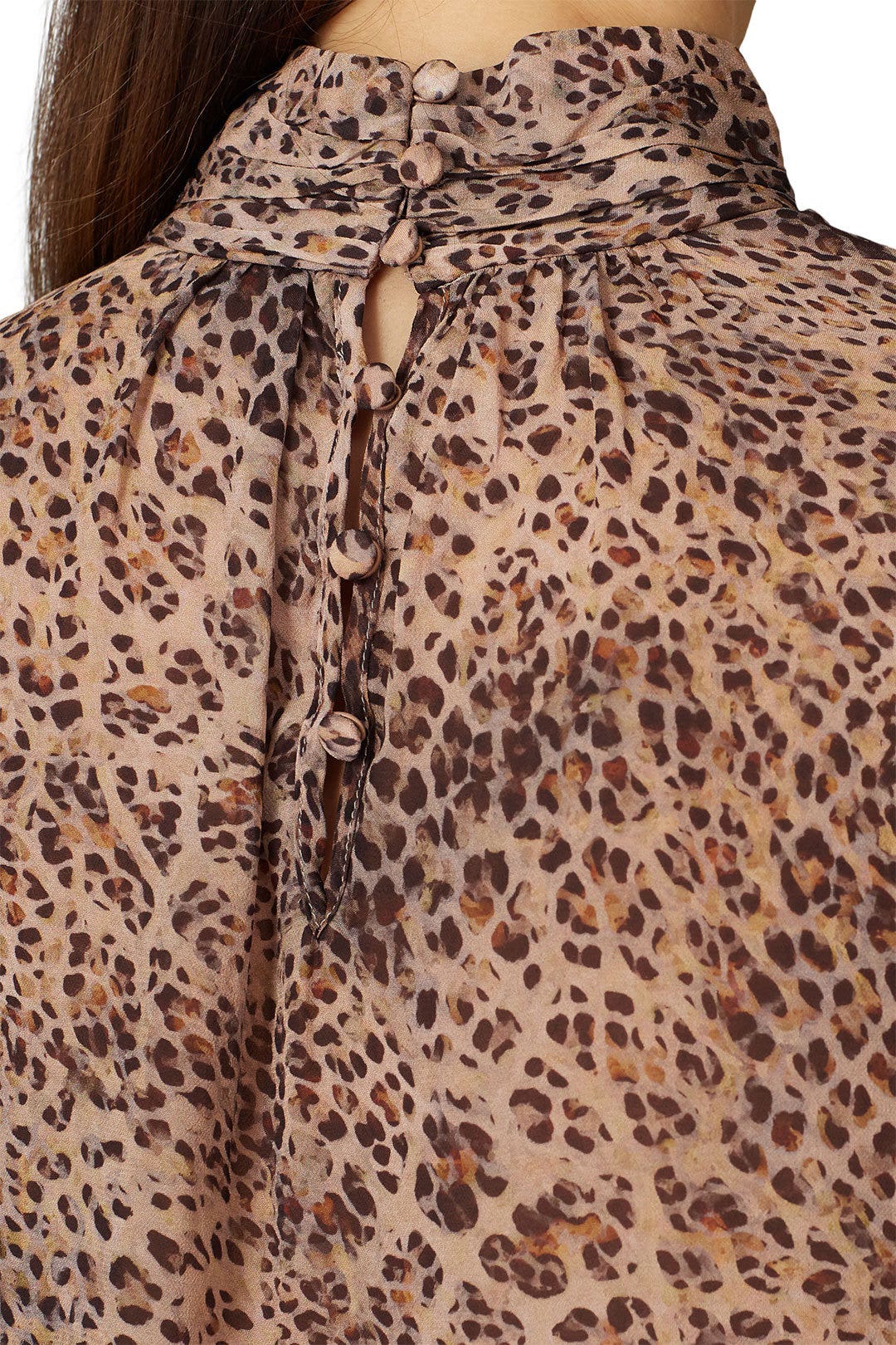 Sheer Leopard Puff Sleeve Top by ML Monique Lhuillier 3