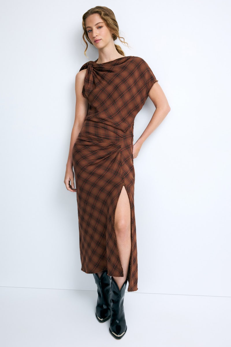 Naerys Plaid Midi Dress by Isabel Marant Etoile - Photo 3