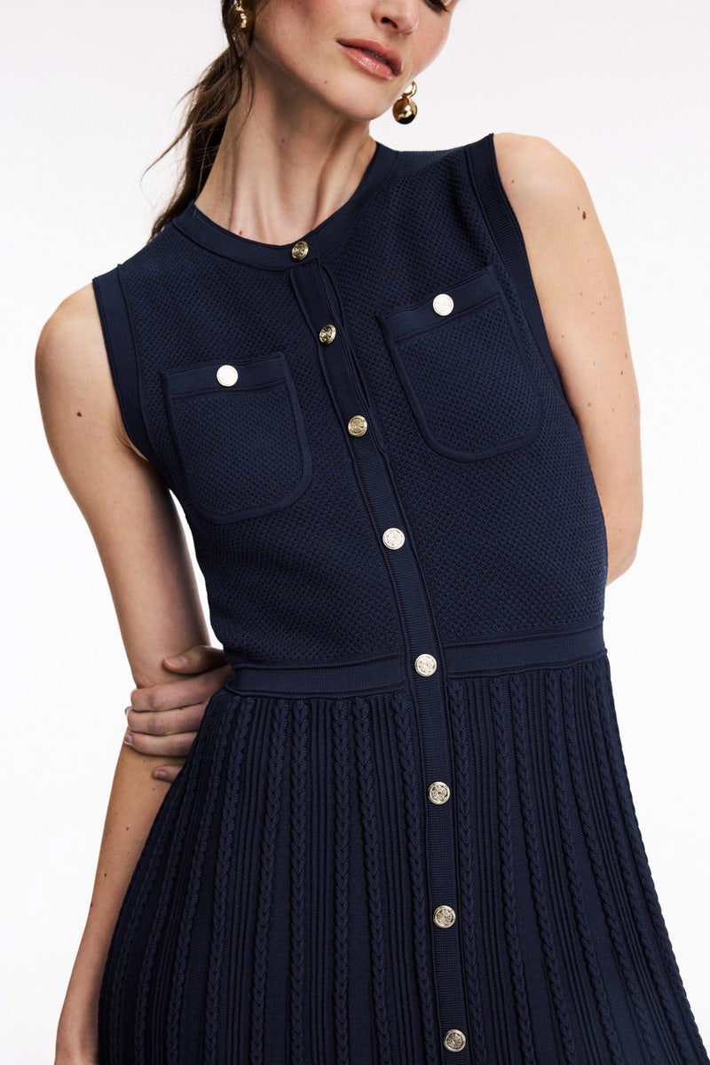 Navy Sleeveless Knit Midi Dress by Maje - Photo 3