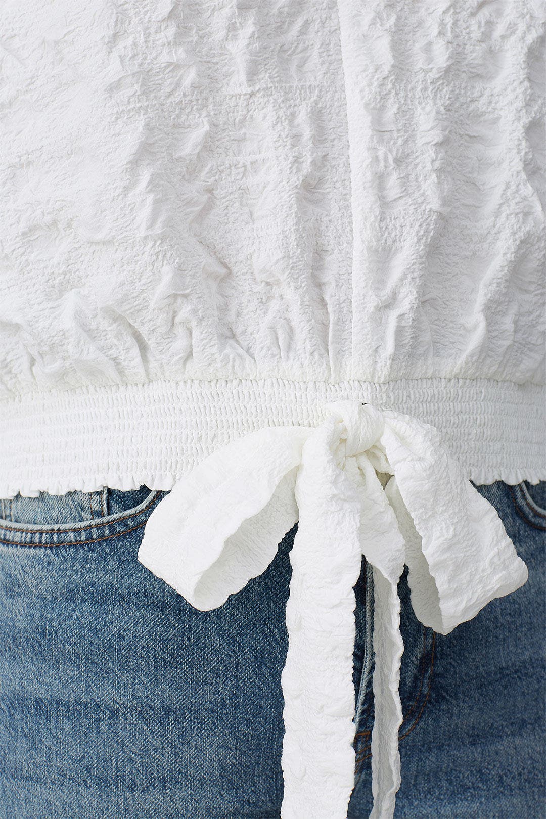 Smocked Tie Waist Top by Moon River 3