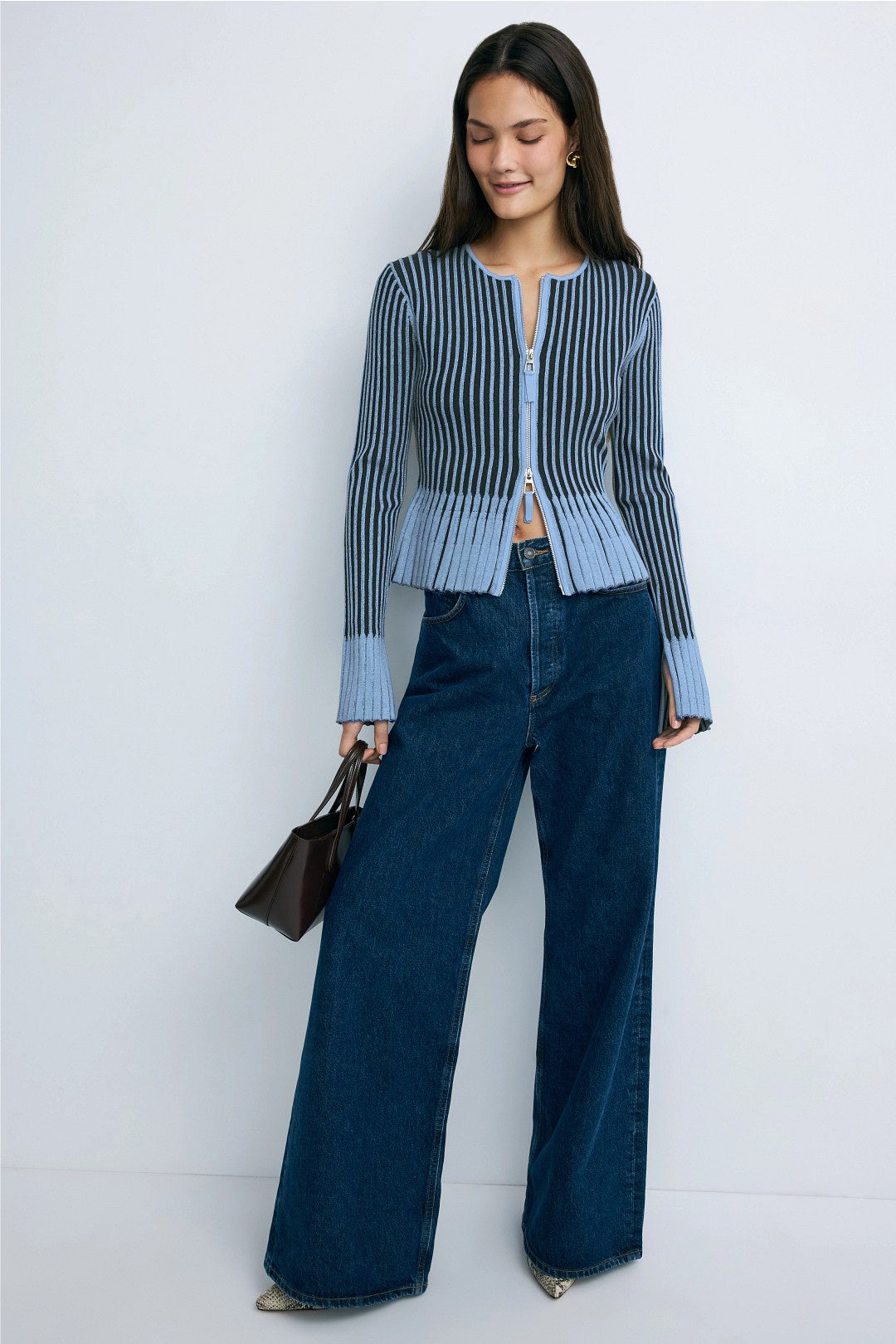 Two Tone Rib Knit Cardigan by Toccin 3