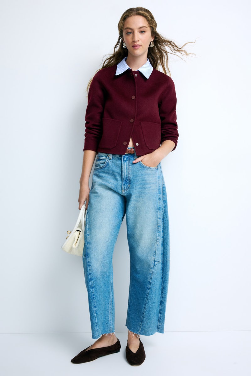 Burgundy Striped Collar Jacket by Claudie Pierlot - Photo 3