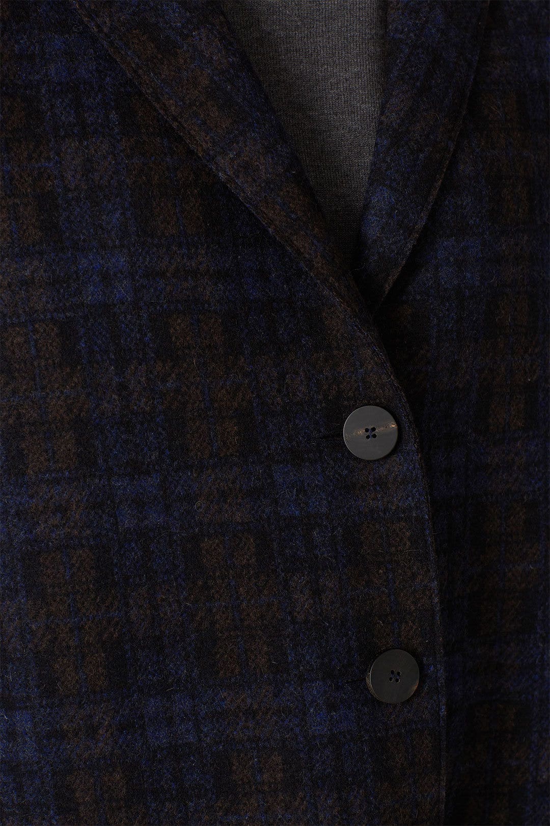 Navy Plaid Wool Coat by Harris Wharf London 3