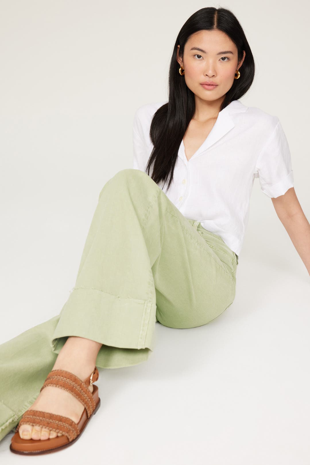 Green Mia Wide Cuff Jeans by Joe's Jeans | Rent the Runway