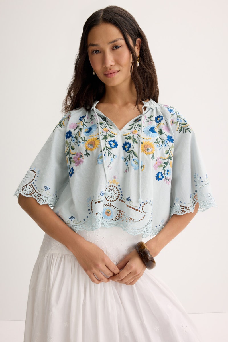Celia Embroidered Short Sleeve Top by Sea New York - Photo 3