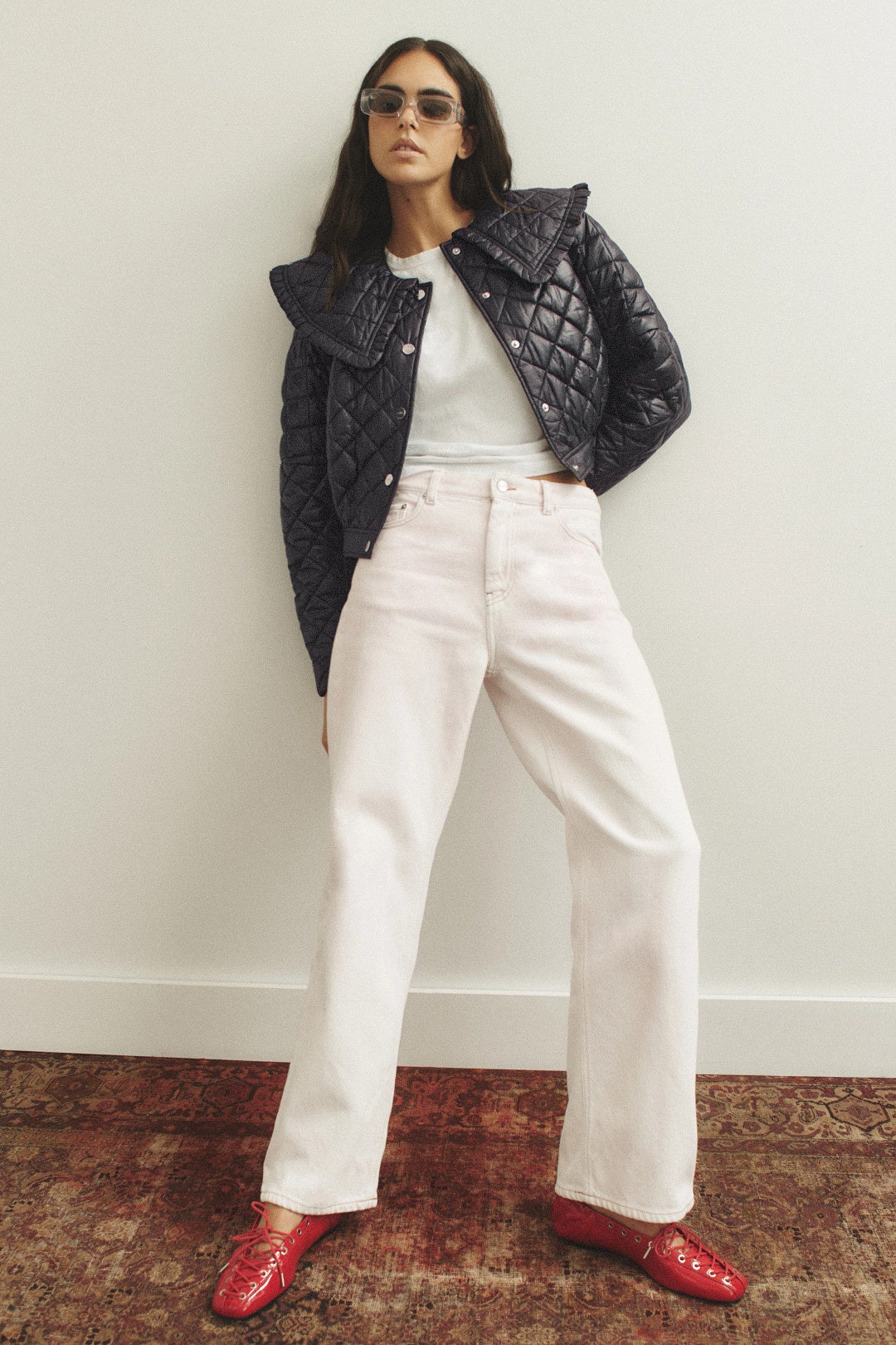 Nylon Quilted Collared Jacket by GANNI 3