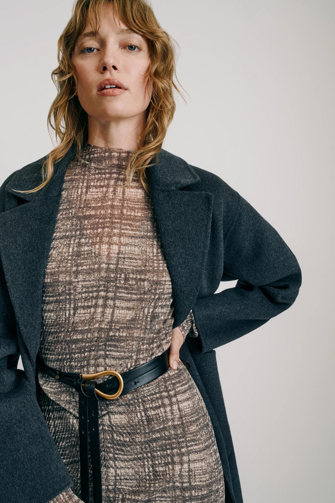 Eviba Plaid Mesh Midi Dress