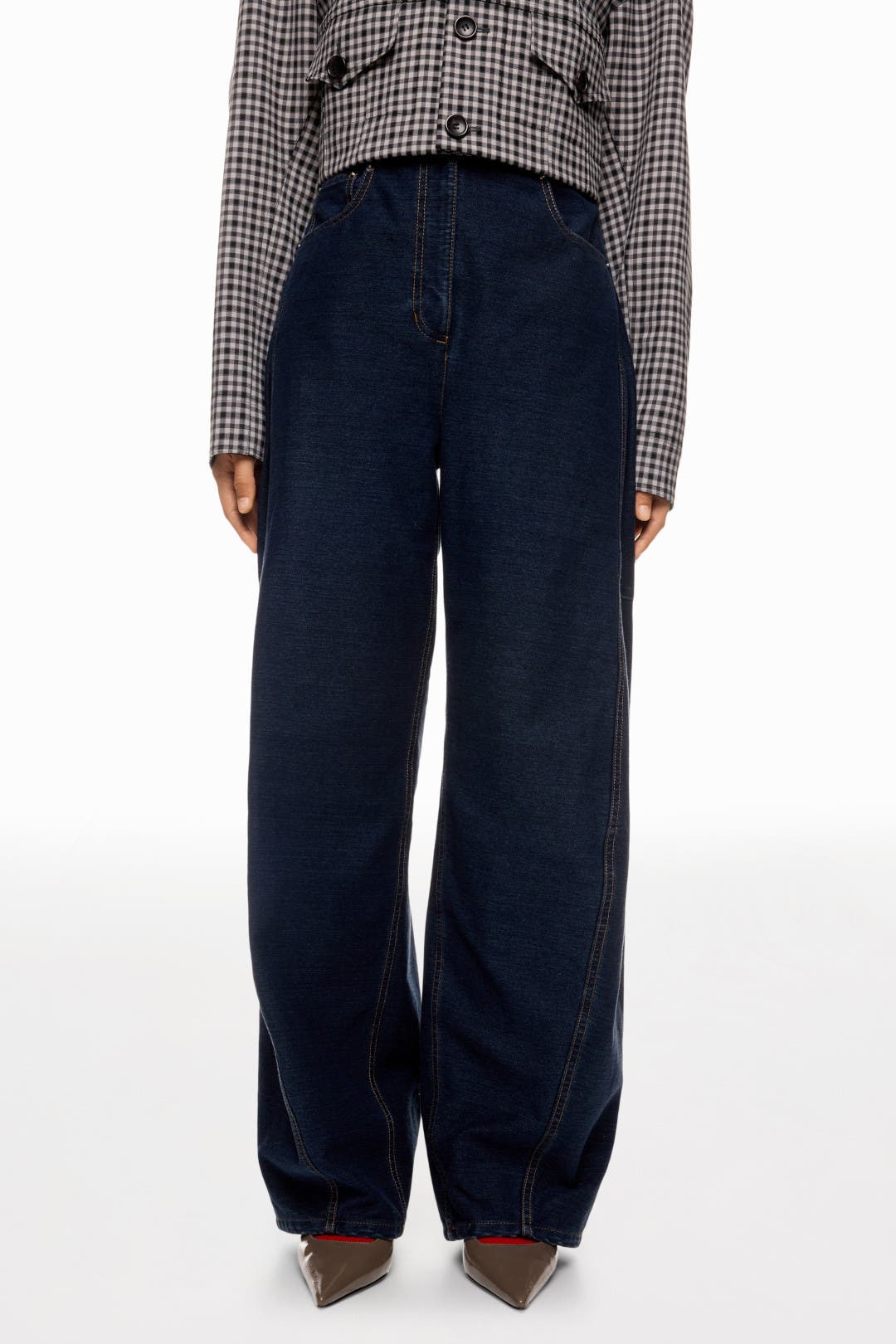 Indigo Barre Denim Knit Sid Jeans by Tibi | Rent the Runway