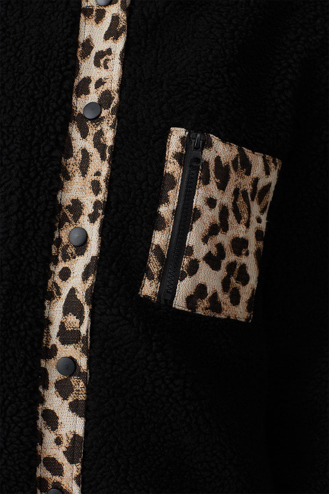 Leopard Trim Faux Sherpa Jacket by Louna 3