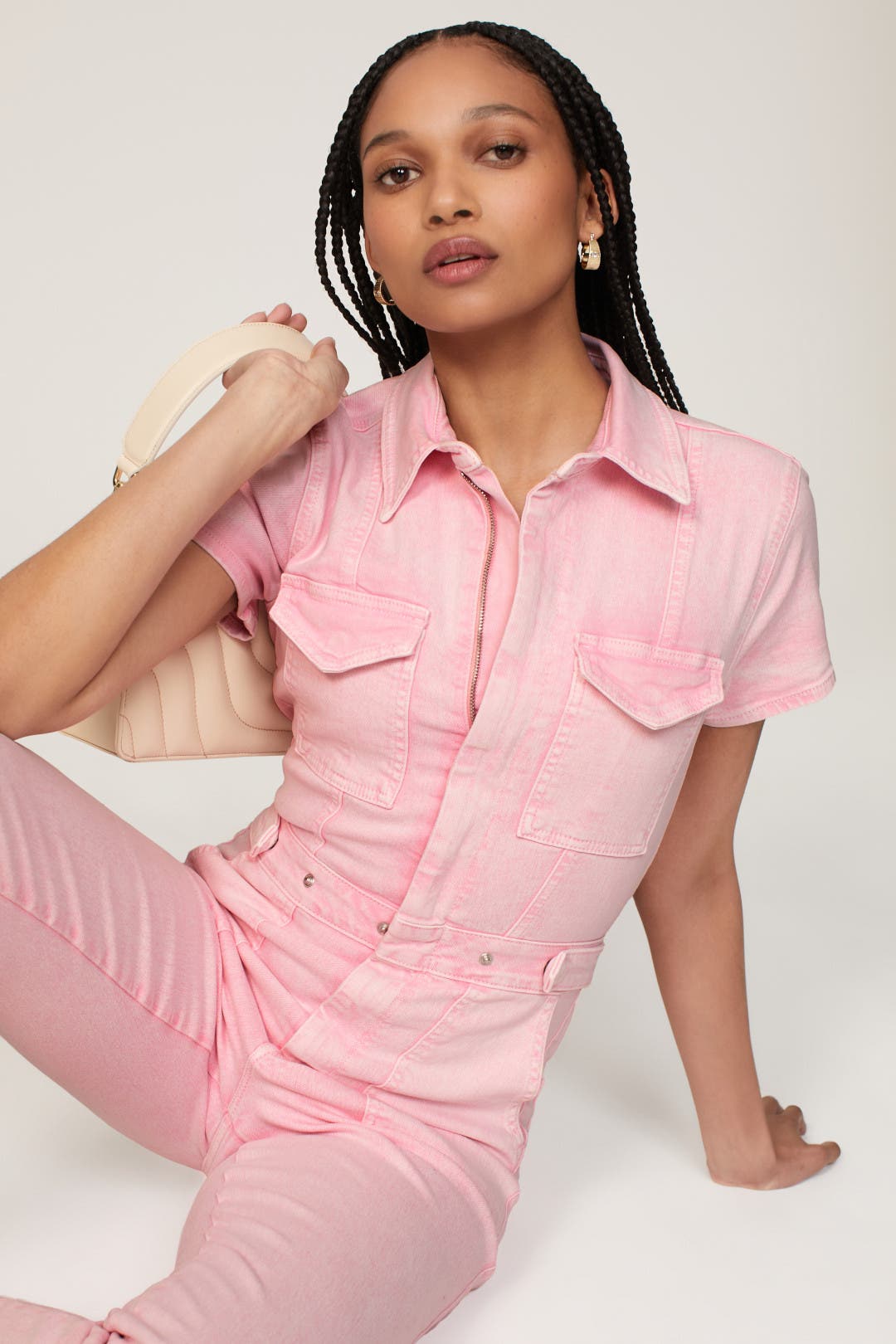 Pink Fit For Success Jumpsuit by GOOD AMERICAN | Rent the Runway