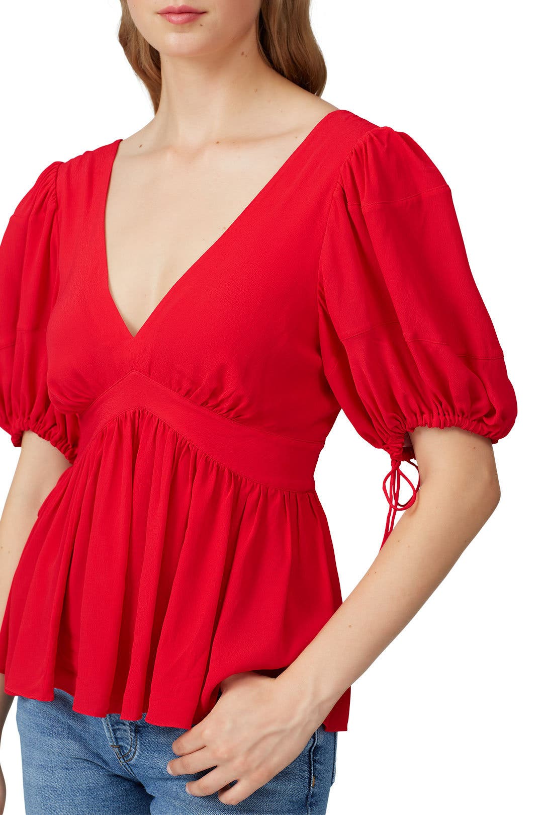 Red Puff Sleeve Tie Top by Proenza Schouler | Rent the Runway