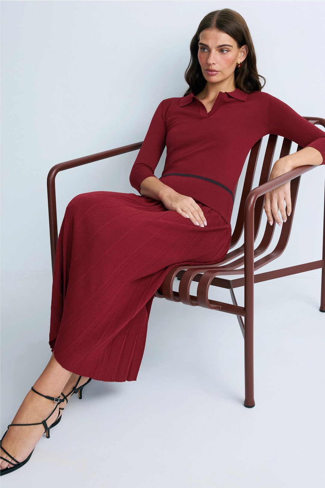 Collared Pleated Knit Dress by Alexia Admor 3