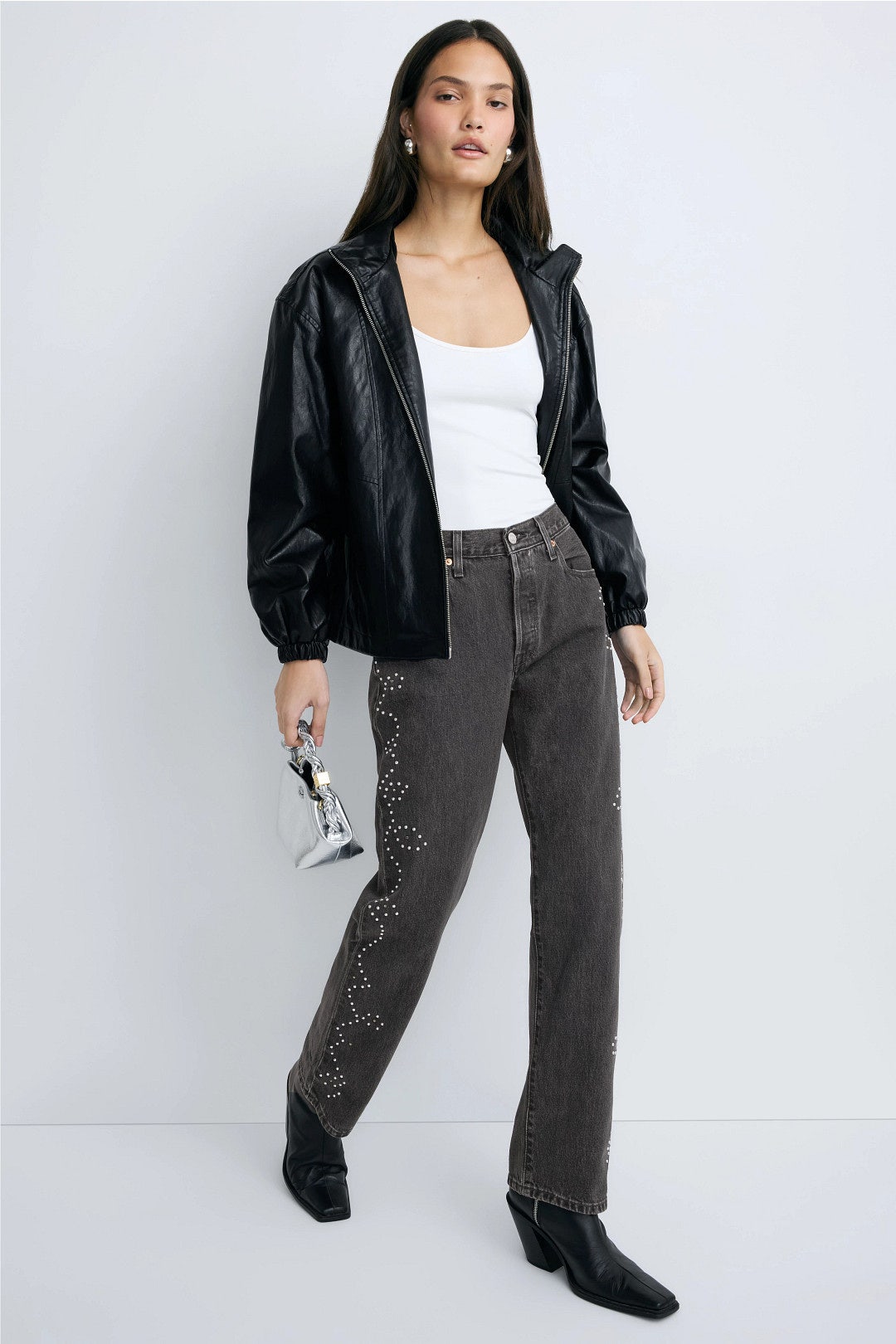 501 90's Studded Denim Straight Leg Jeans