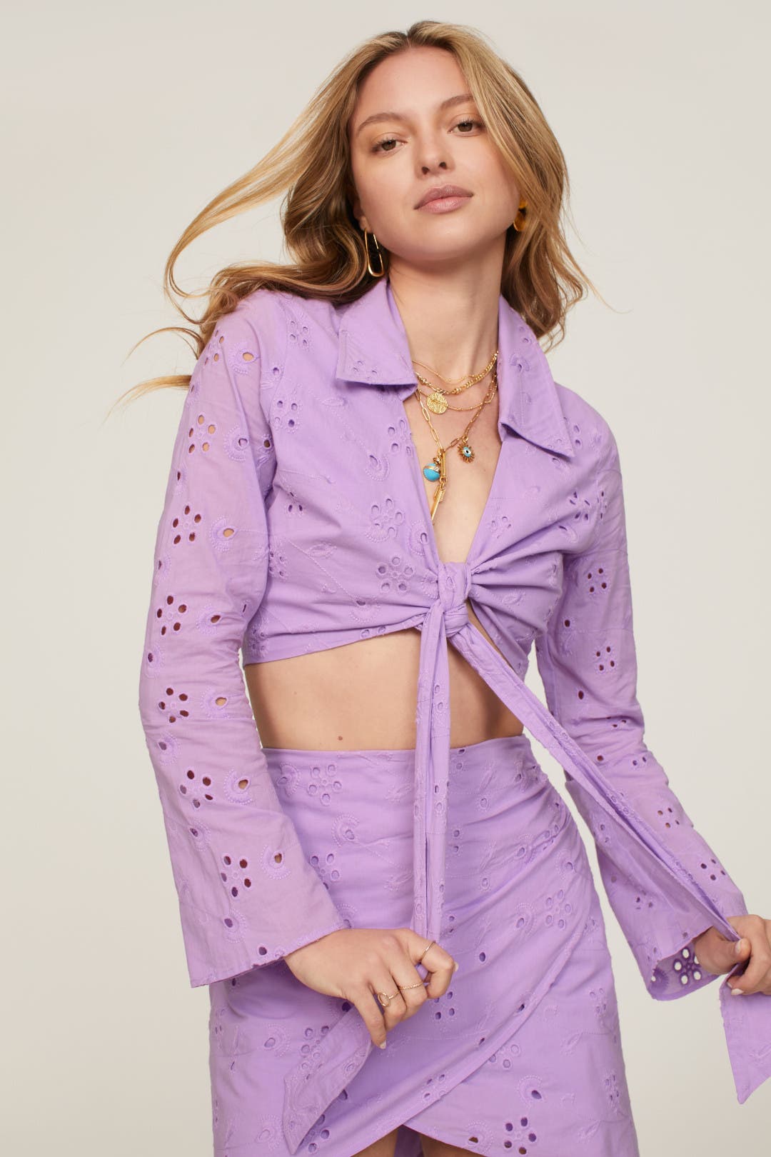 Purple Eyelet Top by ASHLEY PARK x RTR | Rent the Runway