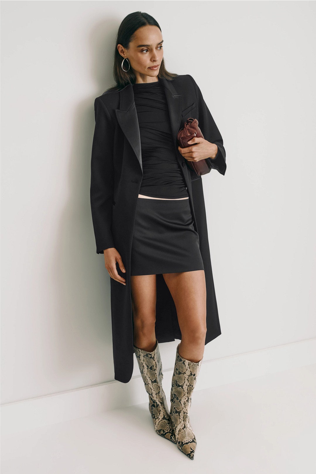 Satin Trim Dinner Coat by Ronny Kobo x RTR 3