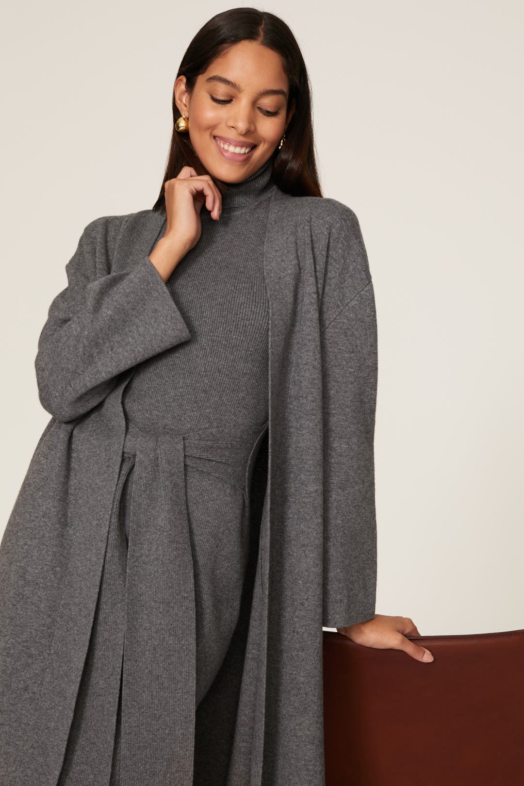 Charcoal Rib Knit Duster by Toccin | Rent the Runway