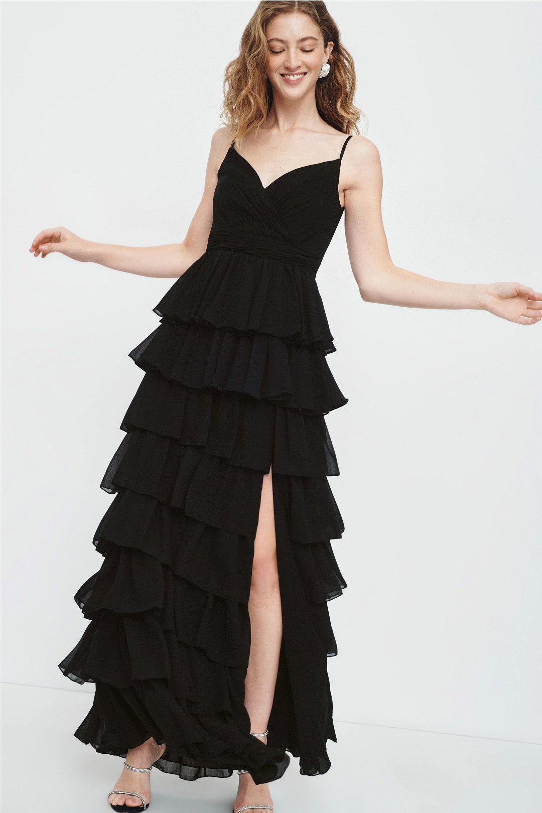 Sleeveless Tiered Ruffle Gown by Ieena for Mac Duggal 3