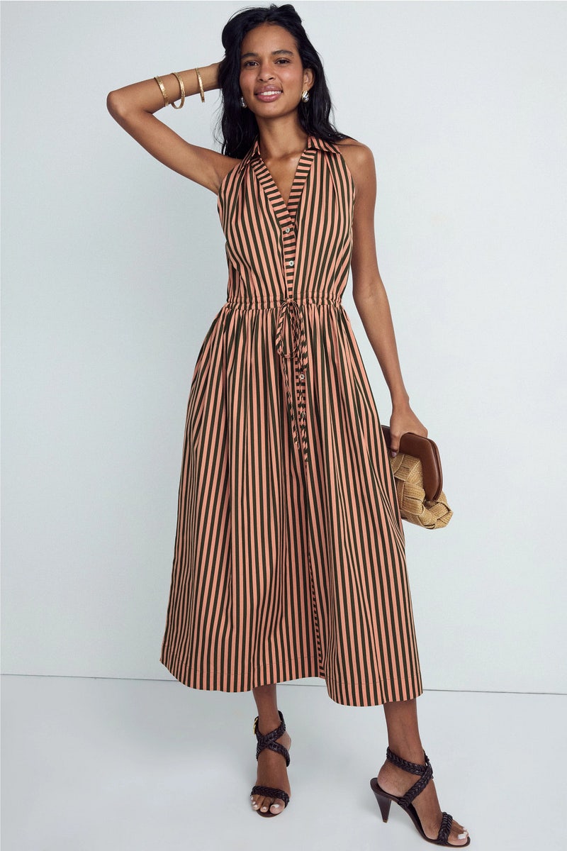 chinese dress ladies Rebdolls Women's Collette Button Down A Line Midi Dress - Black