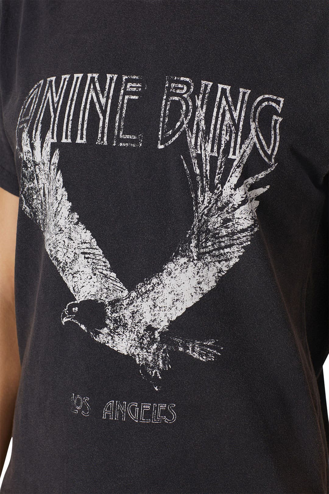 ★送料無料★✨ANINE BING　LILI TEE EAGLE Tシャツ Anine Bing Lili Tee - Washed Black Eagle - Black pour Femme