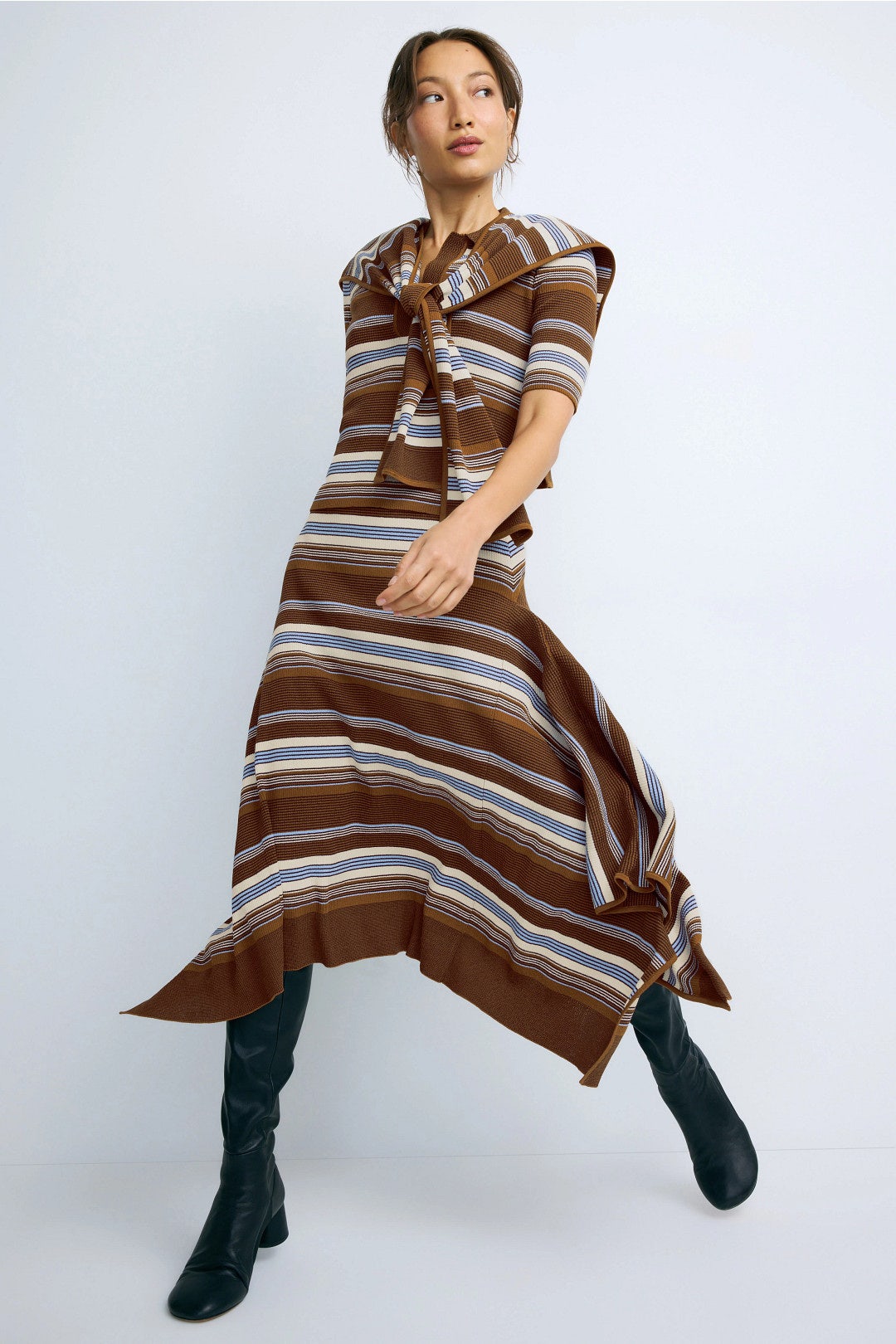 Striped Jacquard Cascade Midi Skirt by Monse 3