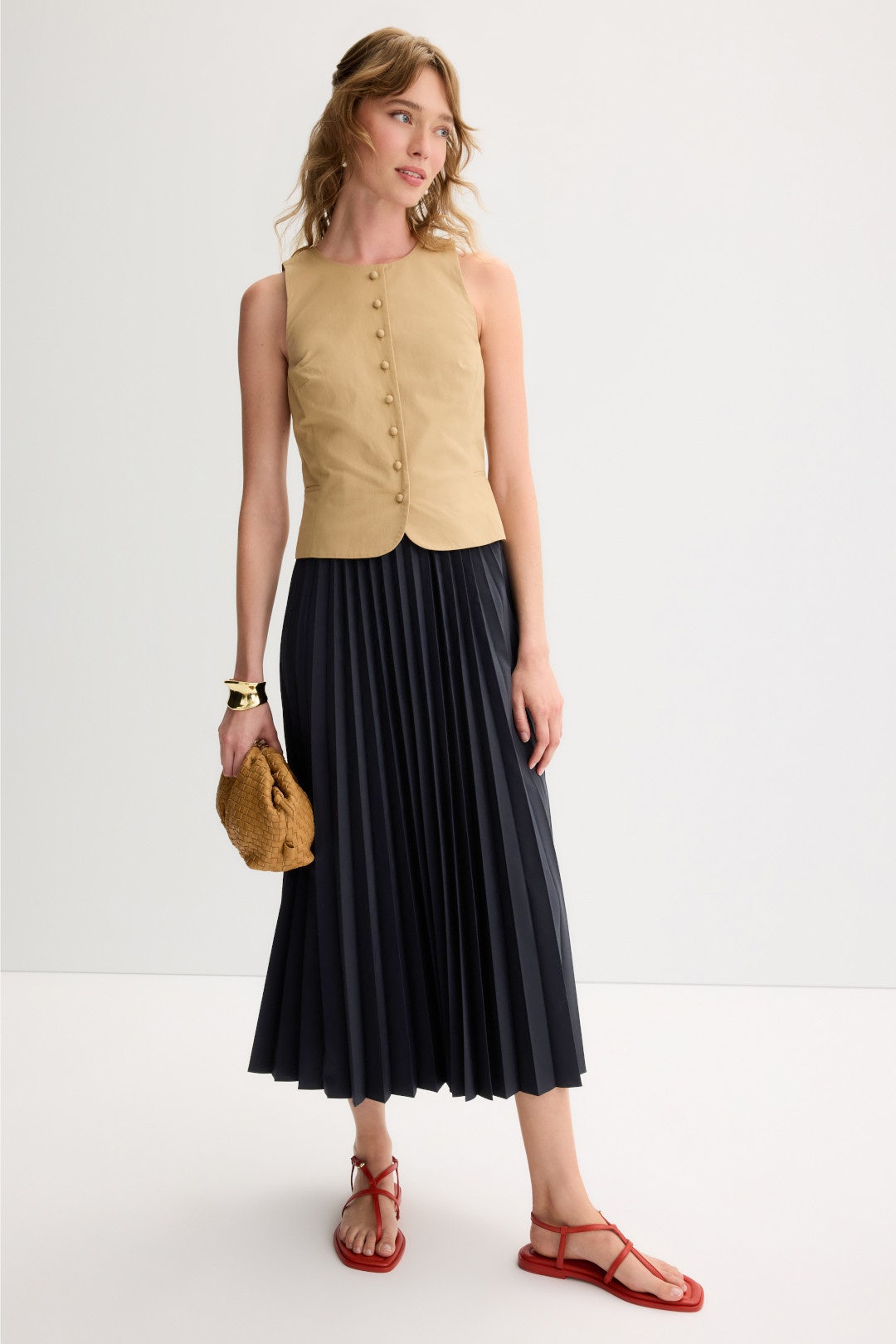 Robbie Pleated Combo Dress by Tanya Taylor 3