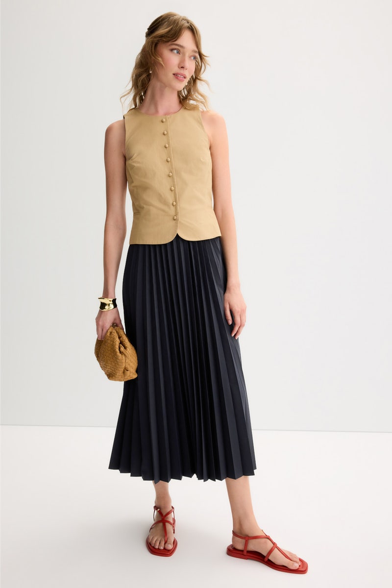 Robbie Pleated Combo Dress by Tanya Taylor - Photo 3