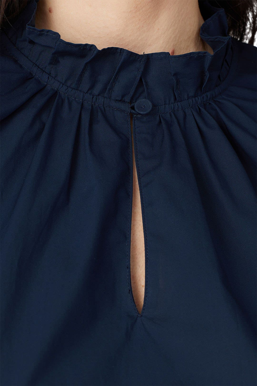 Navy Poplin Ruffle Top by Rebecca Taylor NYC 3