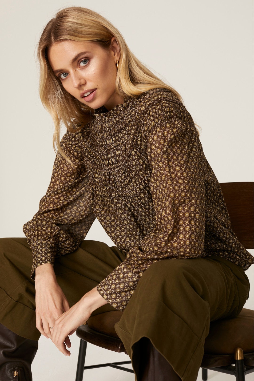 Ruched Neck Floral Top by Rebecca Taylor NYC 3