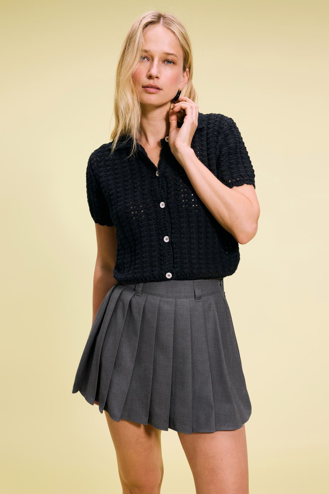 Mサイズ andmary Zoey pleats mini skirt gray Zoey pleats mini skirt