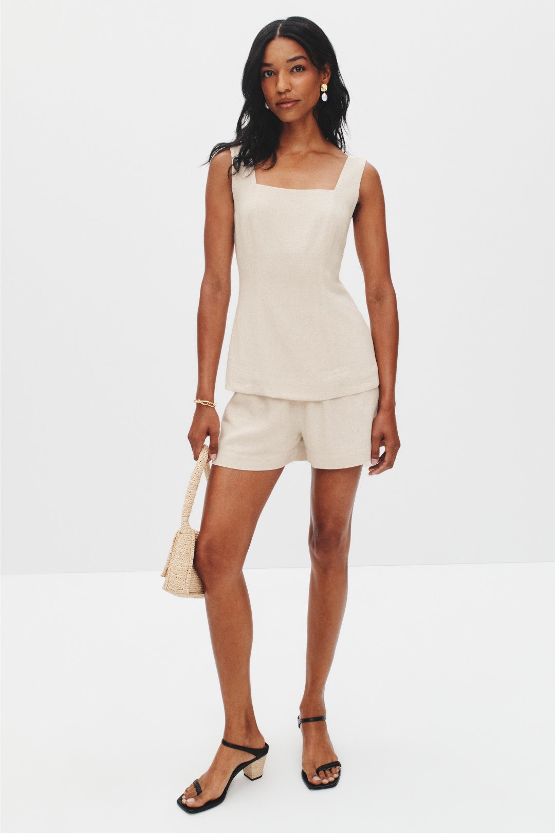 Sleeveless Linen Square Neck Top by Moon River 3
