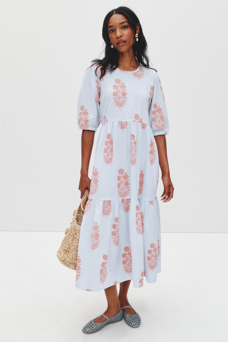 Blue Floral Gaia Dress by SZ Blockprints - Photo 3
