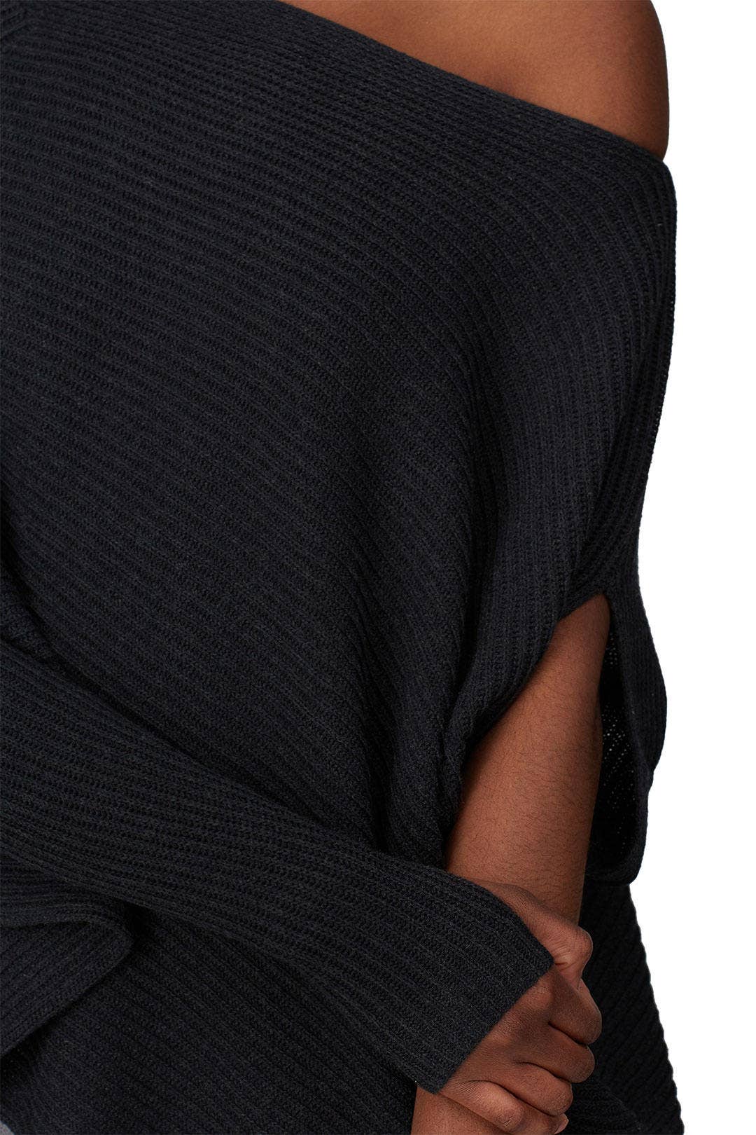 Charcoal One Shoulder Sweater by KF/KaufmanFranco x RTR 3