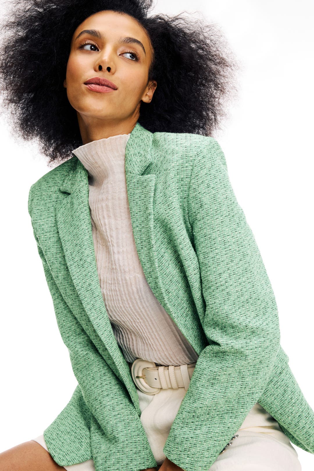Green Tweed Blazer by Maje | Rent the Runway