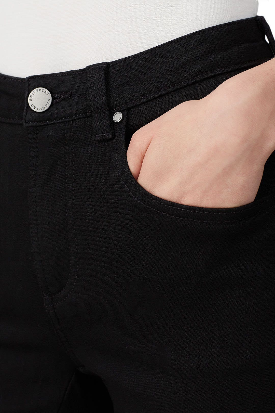Black Sava High Rise Flare Jeans by Universal Standard 3