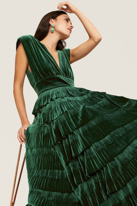 Regal Emerald Velvet Festive Ensemble