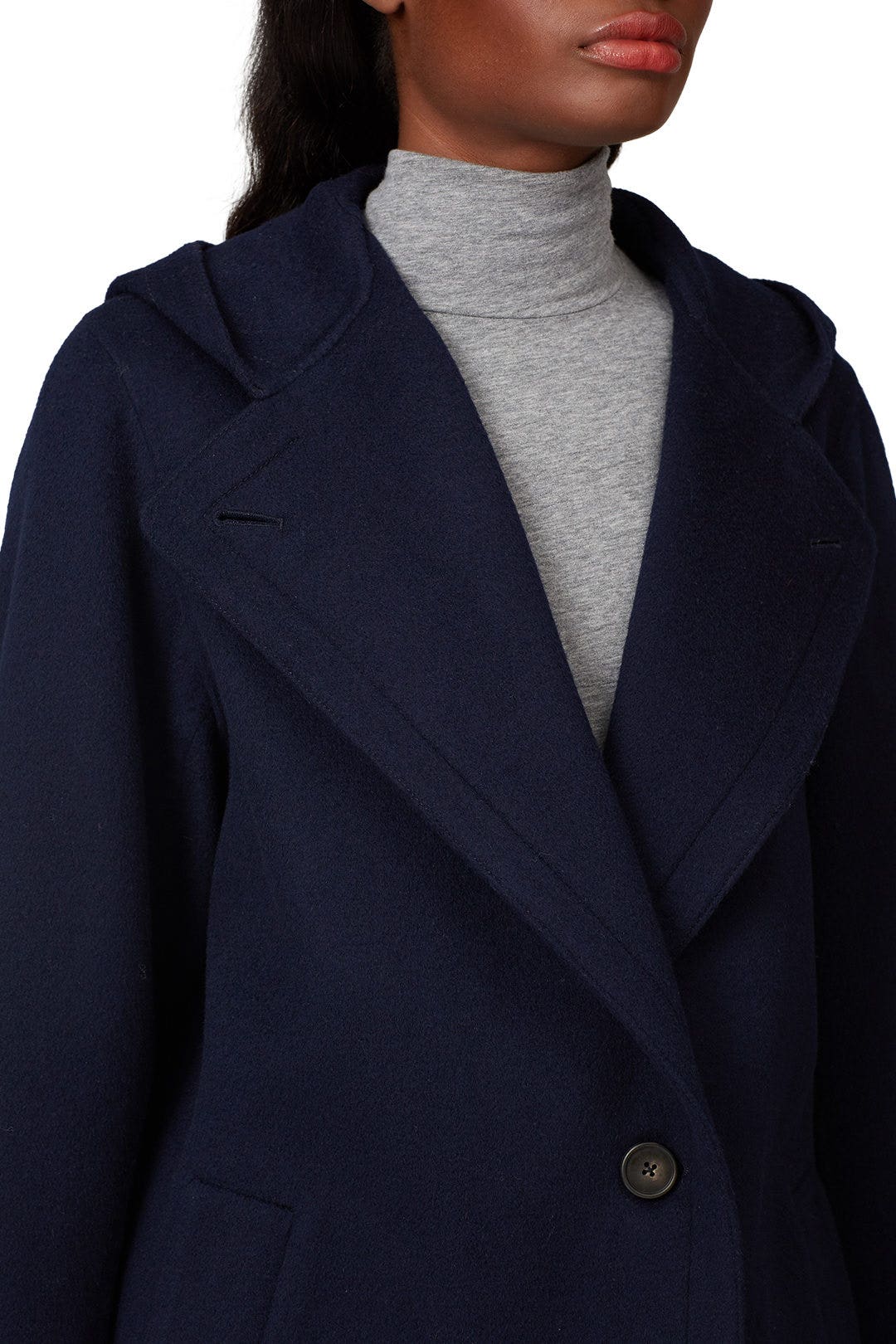 Navy Hooded Coat by VINCE. 3