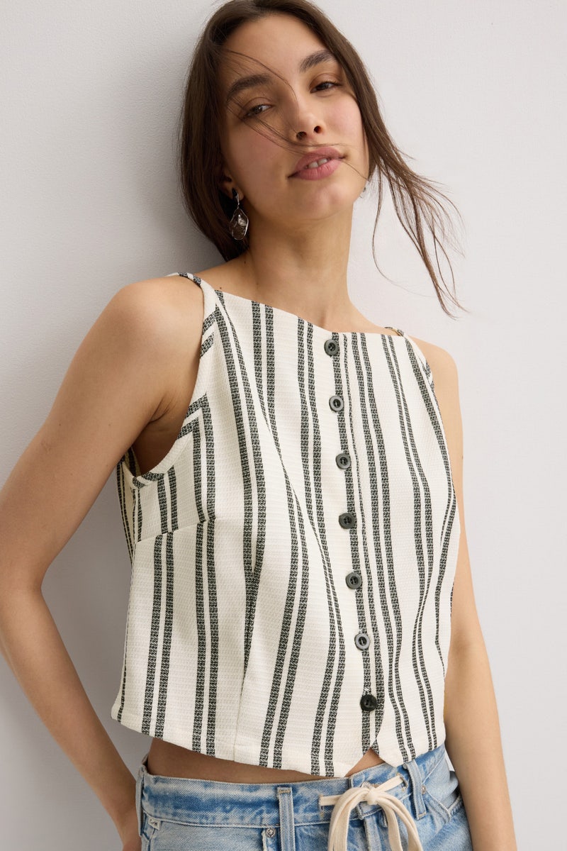 Elis Sleeveless Button Up Top by Fifteen Twenty - Photo 3