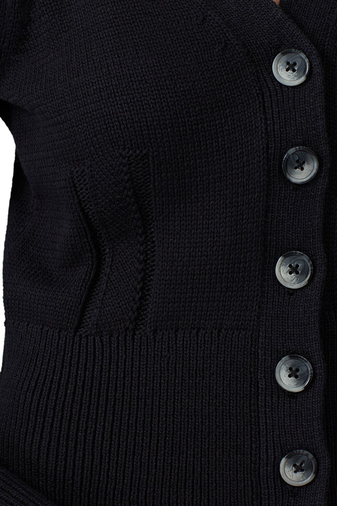 Black Puff Shoulder Cardigan by White + Warren 3