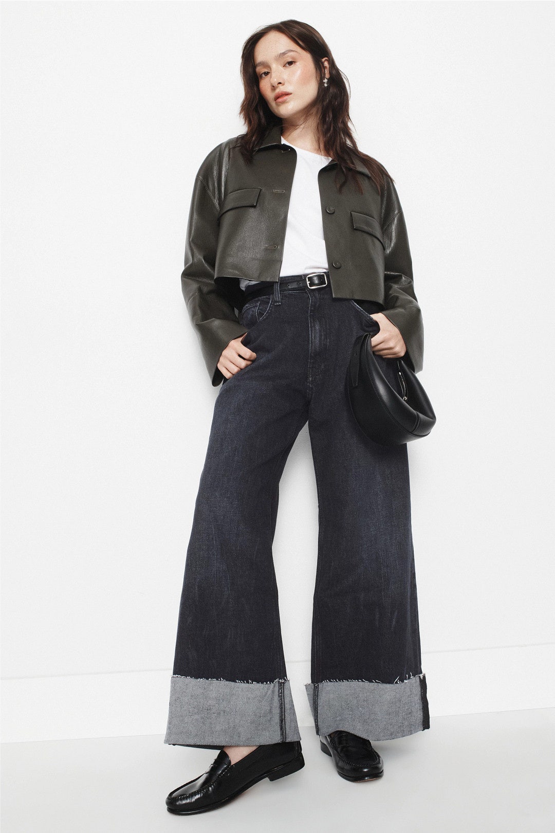 Petite Jodie Cuffed Wide Leg Jeans by Hudson 3