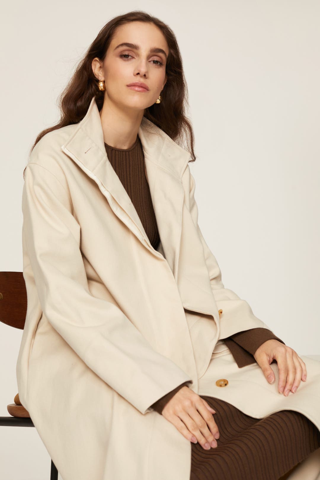 Off White Stand Collar Coat by Co | Rent the Runway