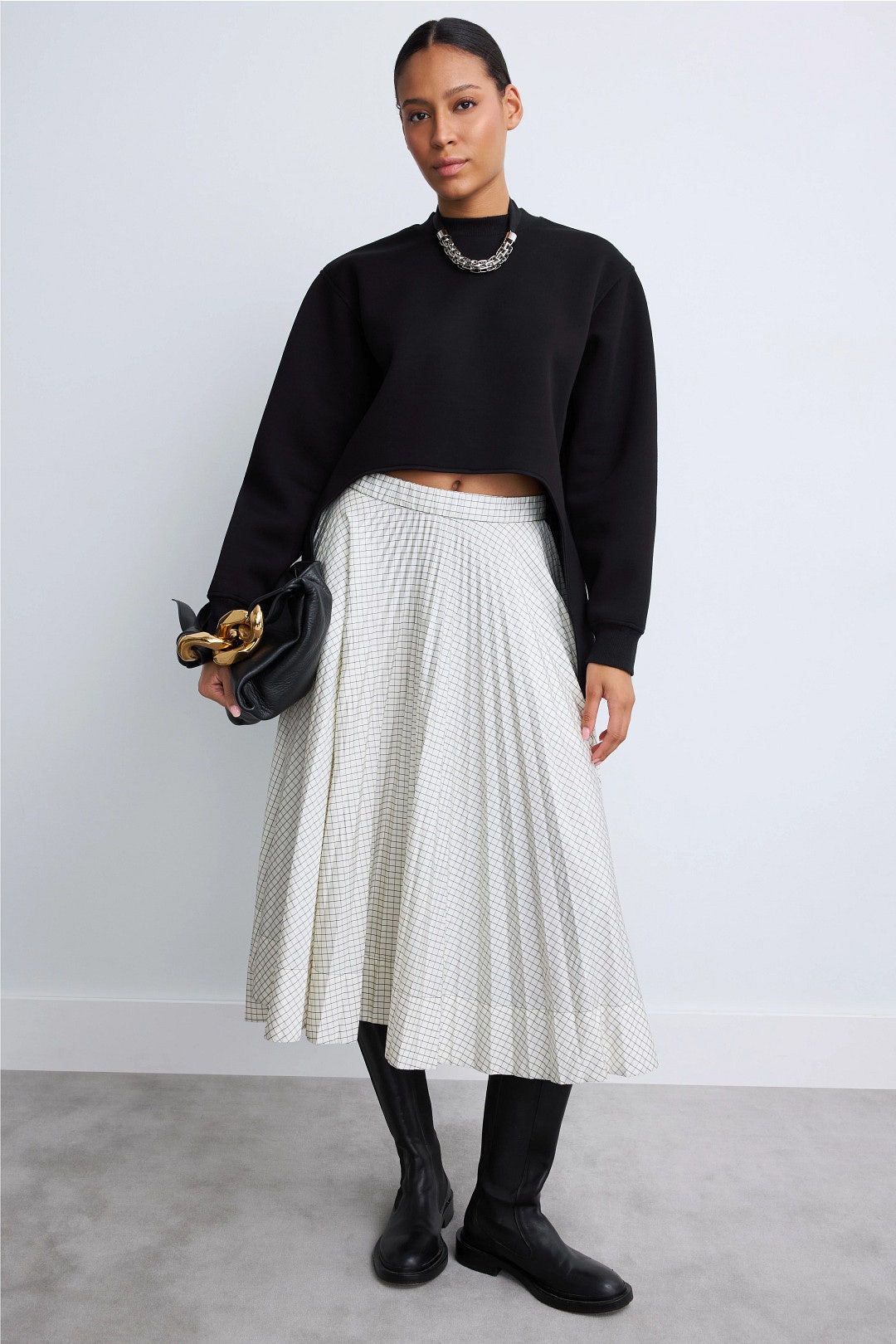 Cropped Asymmetric Hem Sweatshirt by Plan C 3