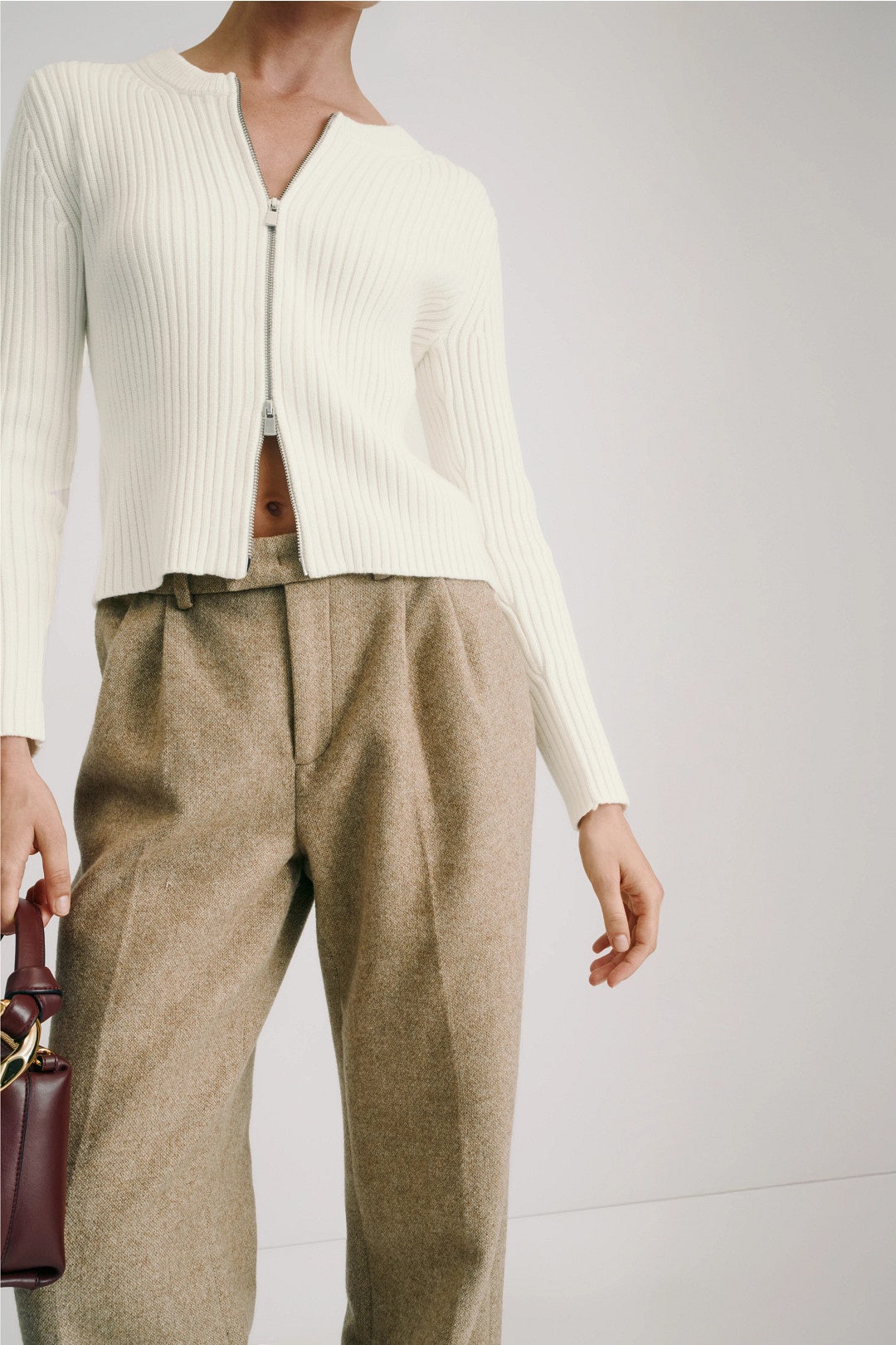 Crew Neck Zip Front Cardigan by Rosetta Getty x RTR 3