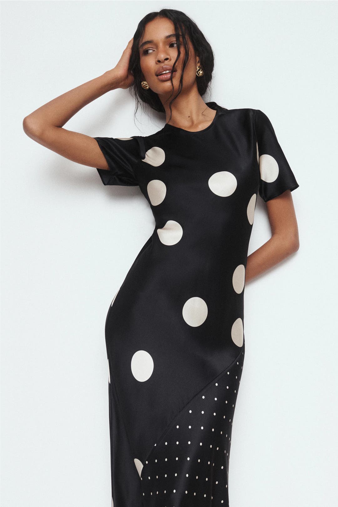 Polka Dot Short Sleeve Midi Dress by Silk Laundry | Rent the Runway