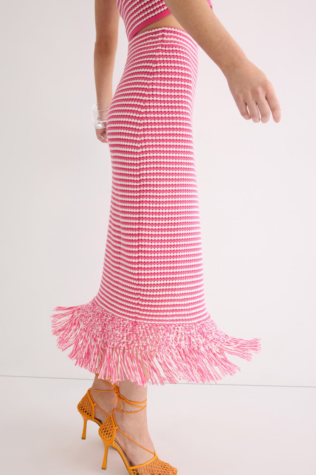 Knit Midi Skirt With Crochet Trim by Derek Lam 10 Crosby x RTR