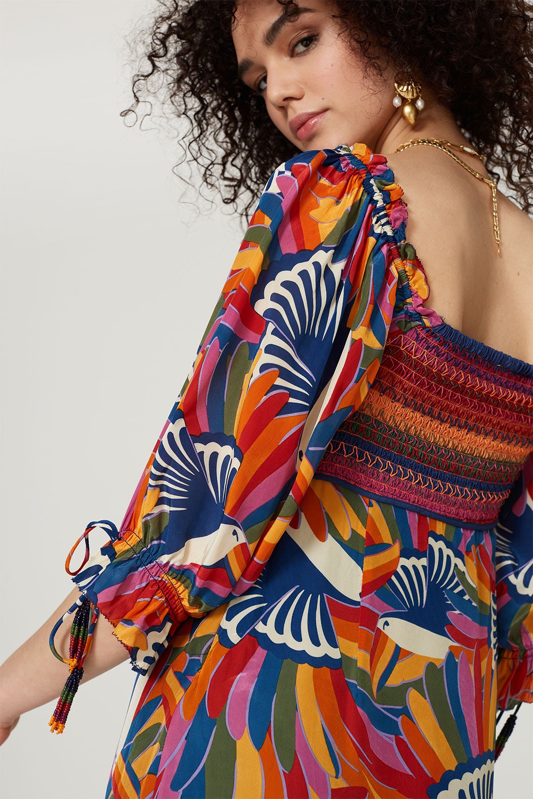 Rainbow Toucan Smocked Maxi by FARM Rio 3