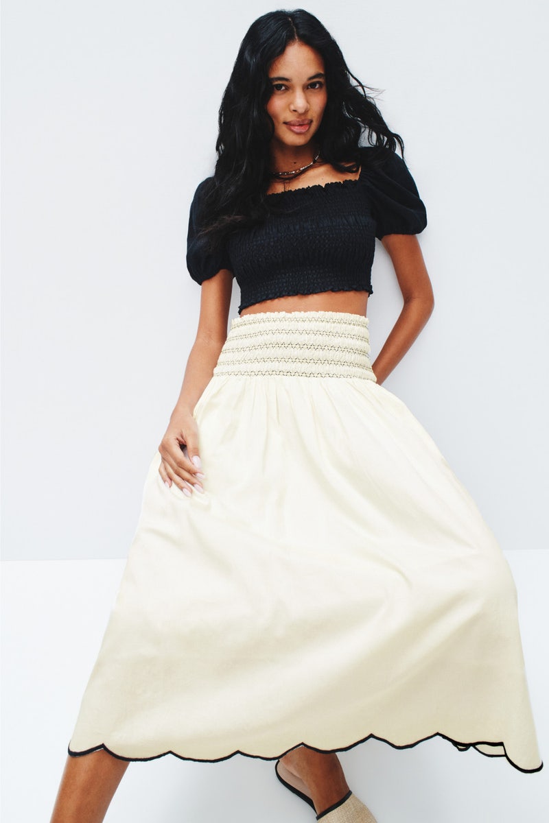Elsa Smocked Waist Midi Skirt by Fifteen Twenty - Photo 3